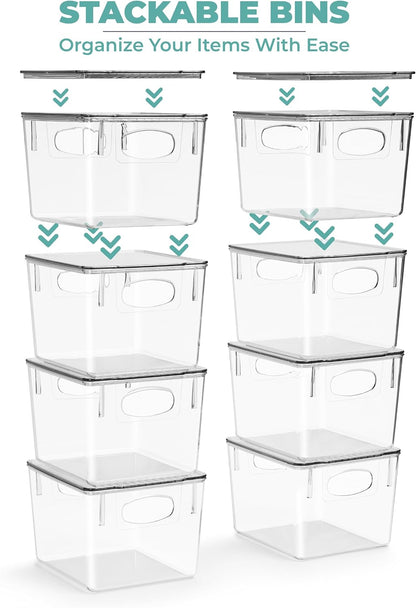 Clear Toy Storage Bins with Lids, Stackable (Large)