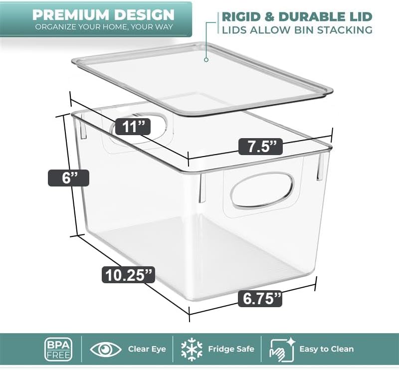 Clear Toy Storage Bins with Lids, Stackable (Large)
