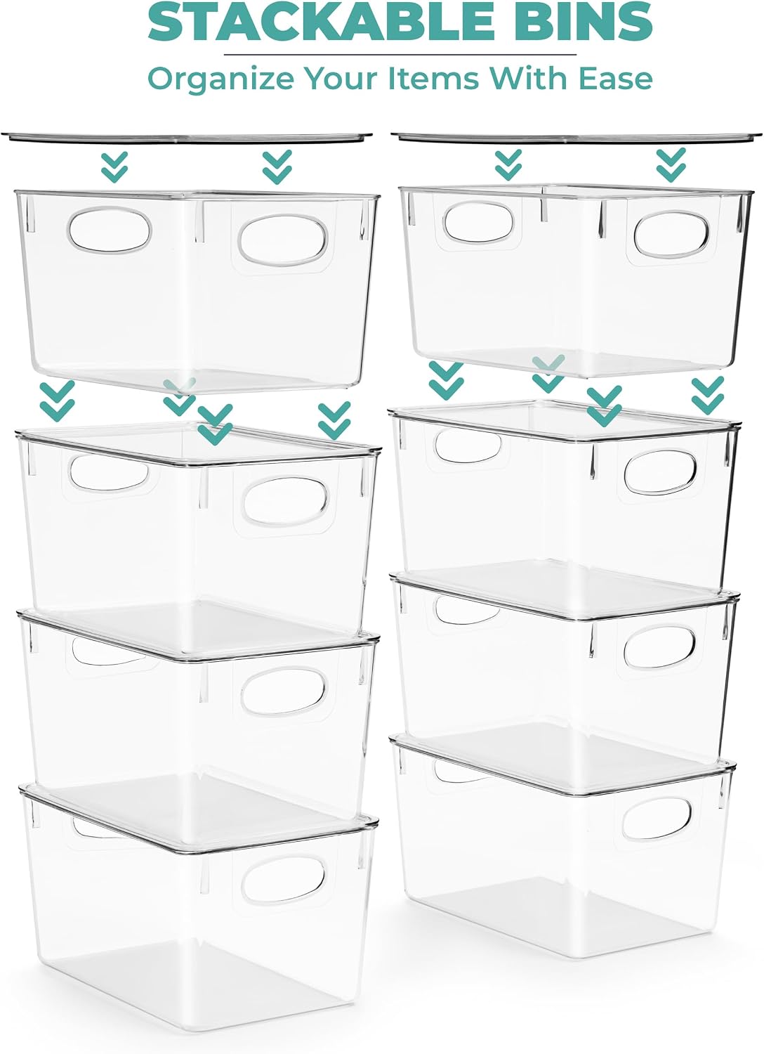 Clear Toy Storage Bins with Lids, Stackable (Large)