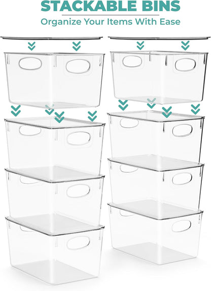 Clear Toy Storage Bins with Lids, Stackable (Large)