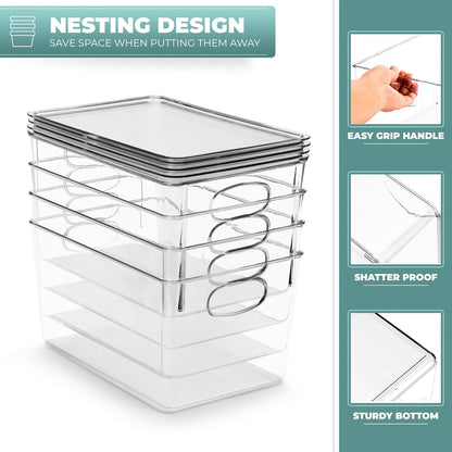 Clear Toy Storage Bins with Lids, Stackable (Large)