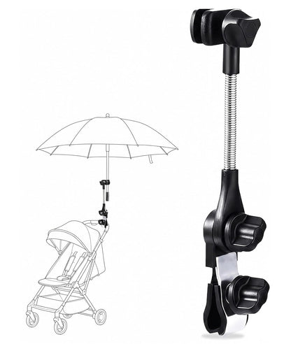 Umbrella Holder for Stroller Chair, Universal 360° Adjustable Umbrella Clamp Mount for Stroller, Beach Chair, Wheelchair & Golf Cart - Tool-Free Installation for Sun & Rain Protection