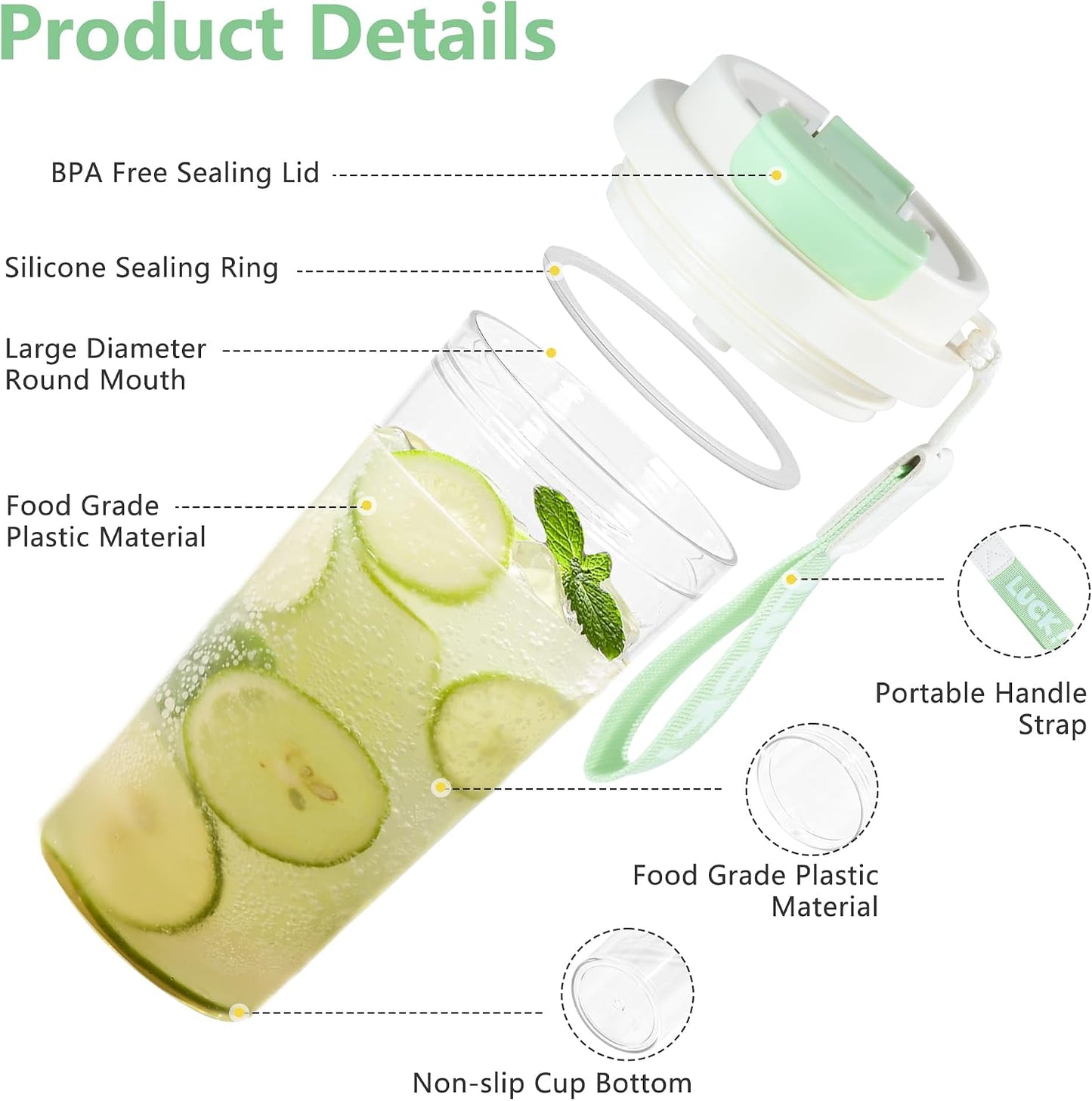 20oz Clear Tumbler with Lid and Straw, 2Pcs Iced Coffee Cups | Acrylic Tumbler for Coffee, Soda, Tea, Milk, Juice, Gift, Green&Purple