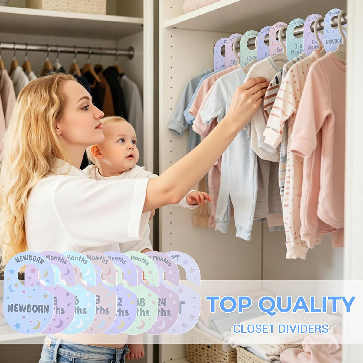 Baby Closet Dividers, 8 Pcs Double-Sided Nursery Clothes Organizer