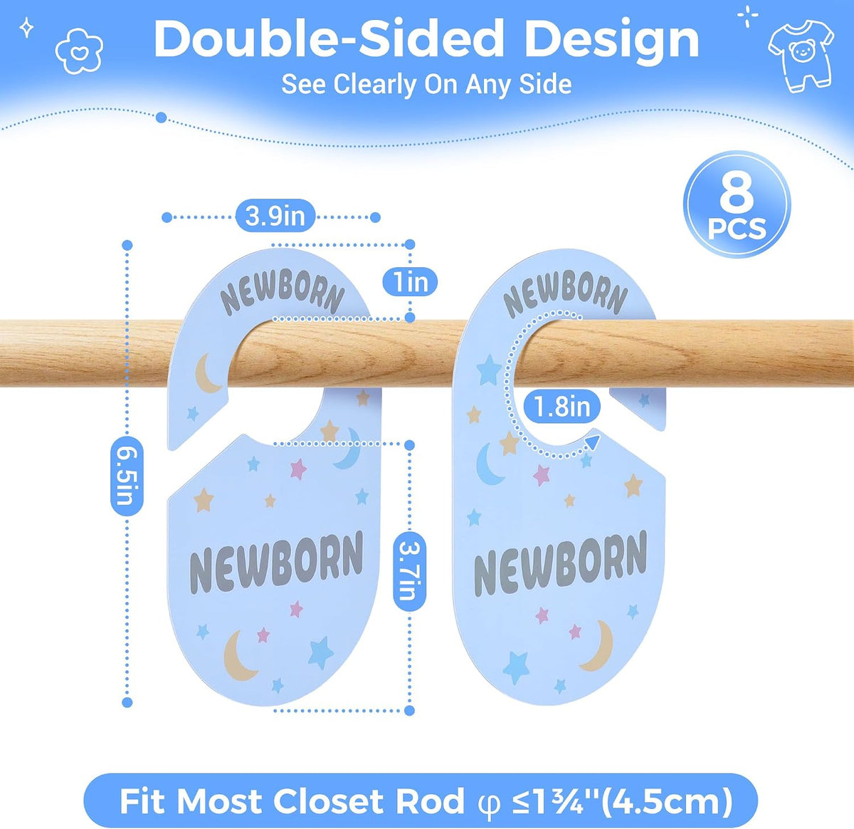 Baby Closet Dividers, 8 Pcs Double-Sided Nursery Clothes Organizer
