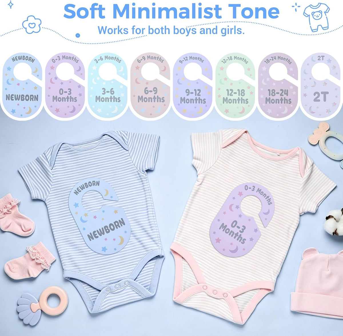 Baby Closet Dividers, 8 Pcs Double-Sided Nursery Clothes Organizer