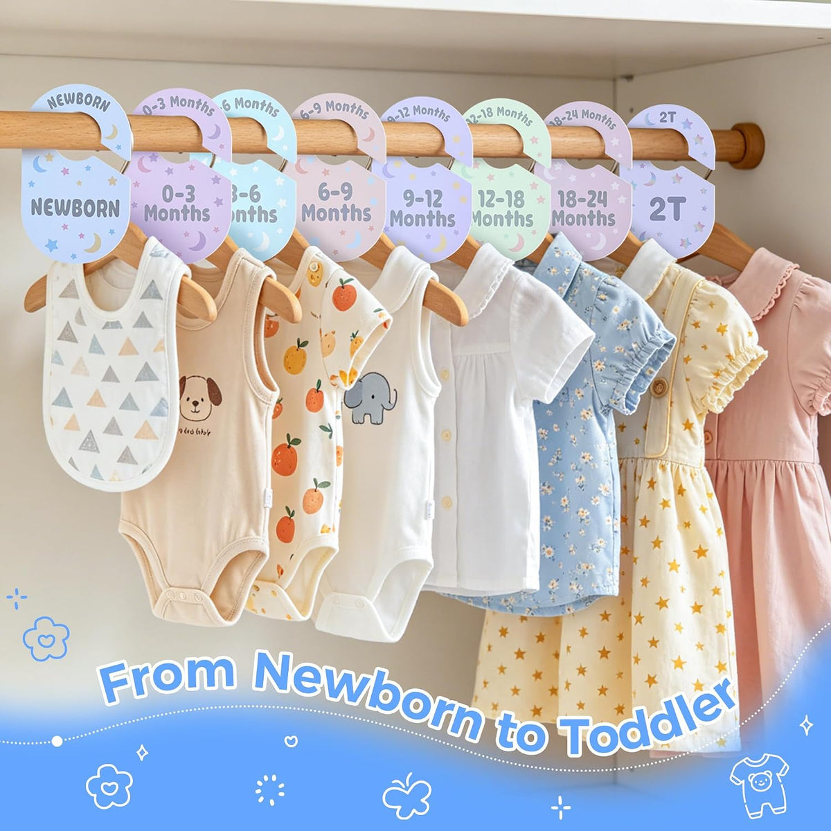 Baby Closet Dividers, 8 Pcs Double-Sided Nursery Clothes Organizer