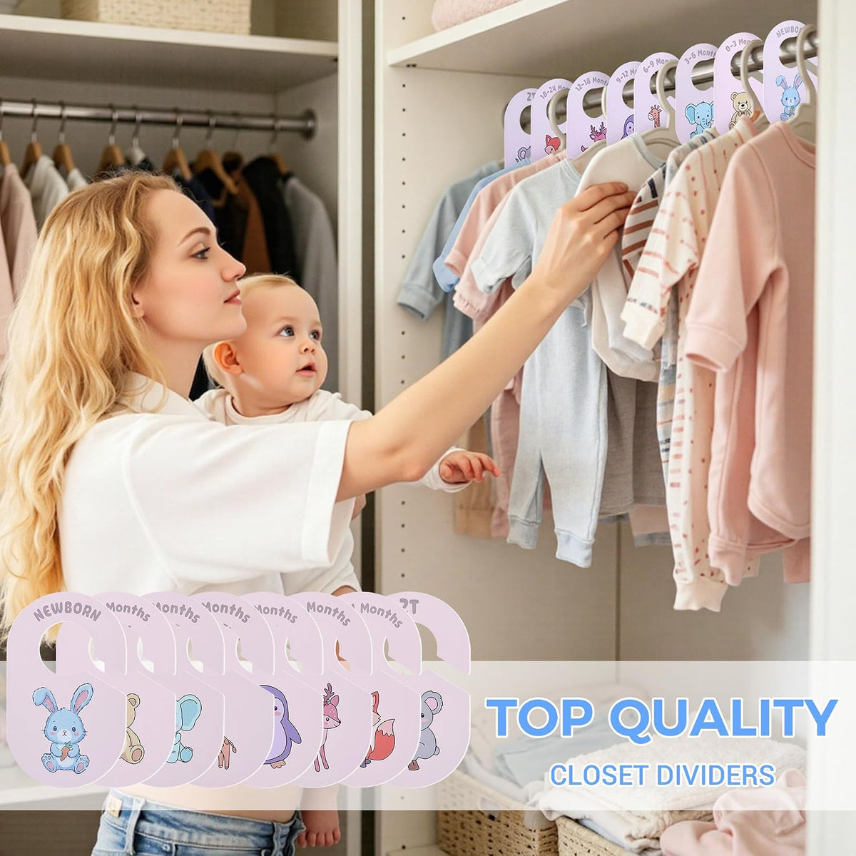 Baby Closet Dividers, 8 Pcs Double-Sided Nursery Clothes Organizer