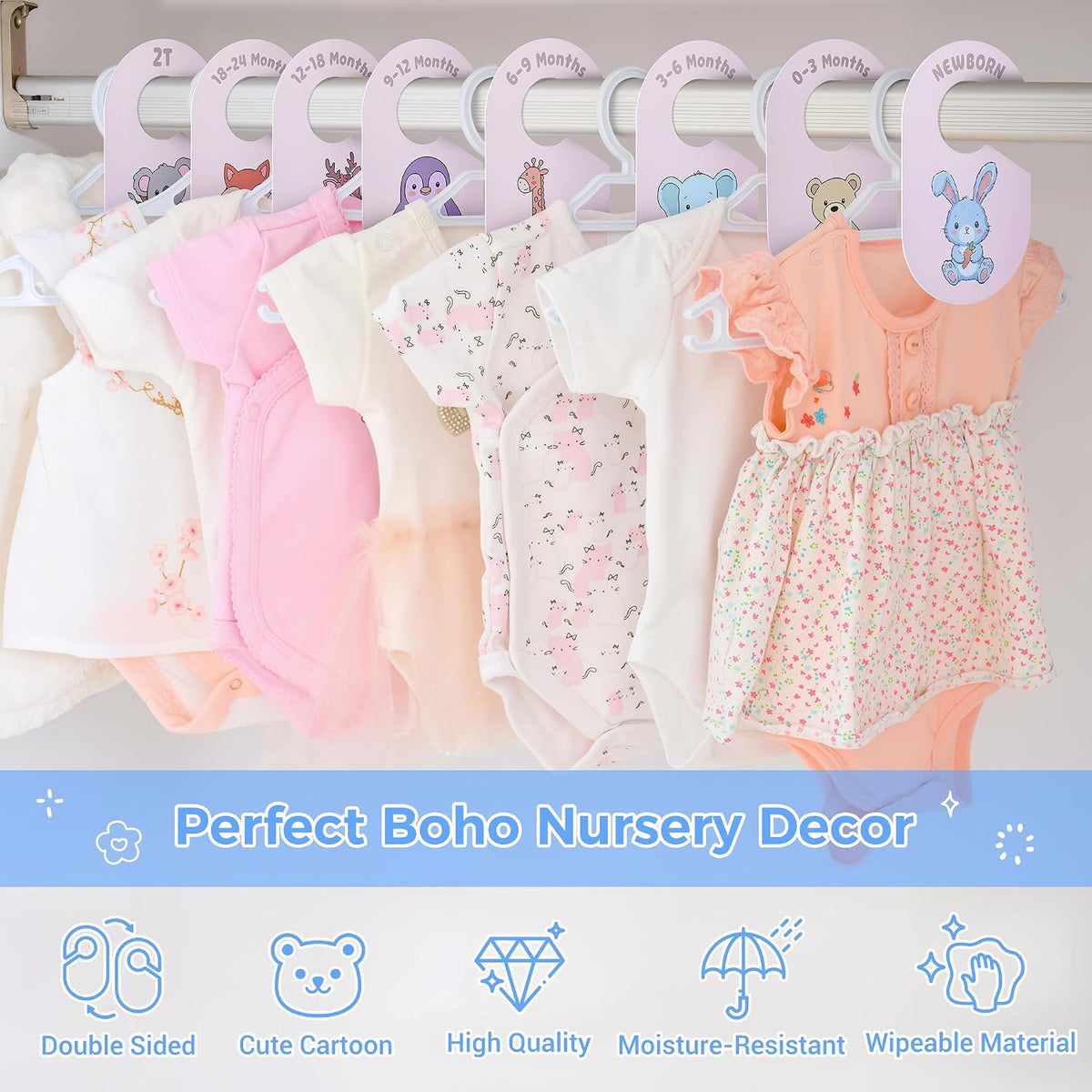 Baby Closet Dividers, 8 Pcs Double-Sided Nursery Clothes Organizer