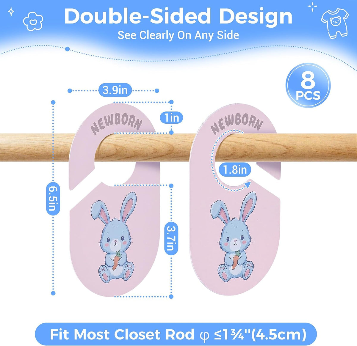 Baby Closet Dividers, 8 Pcs Double-Sided Nursery Clothes Organizer