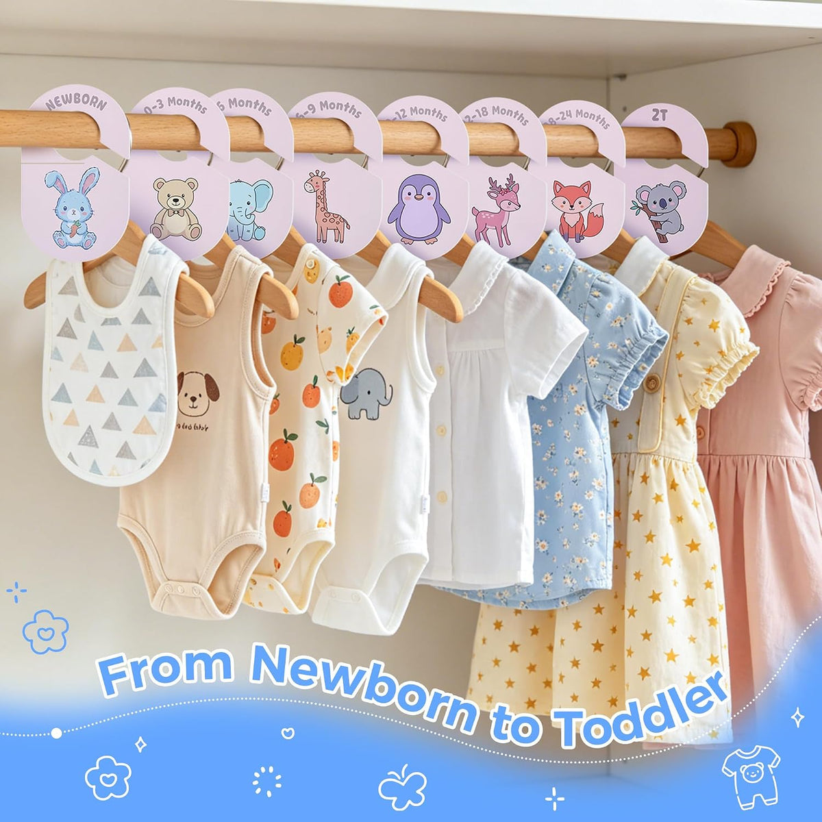 Baby Closet Dividers, 8 Pcs Double-Sided Nursery Clothes Organizer