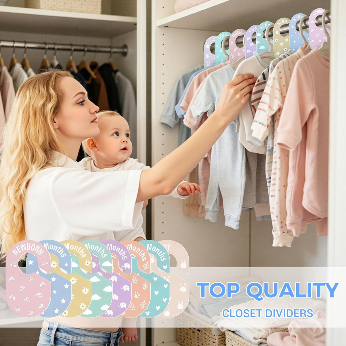 Baby Closet Dividers, 8 Pcs Double-Sided Nursery Clothes Organizer