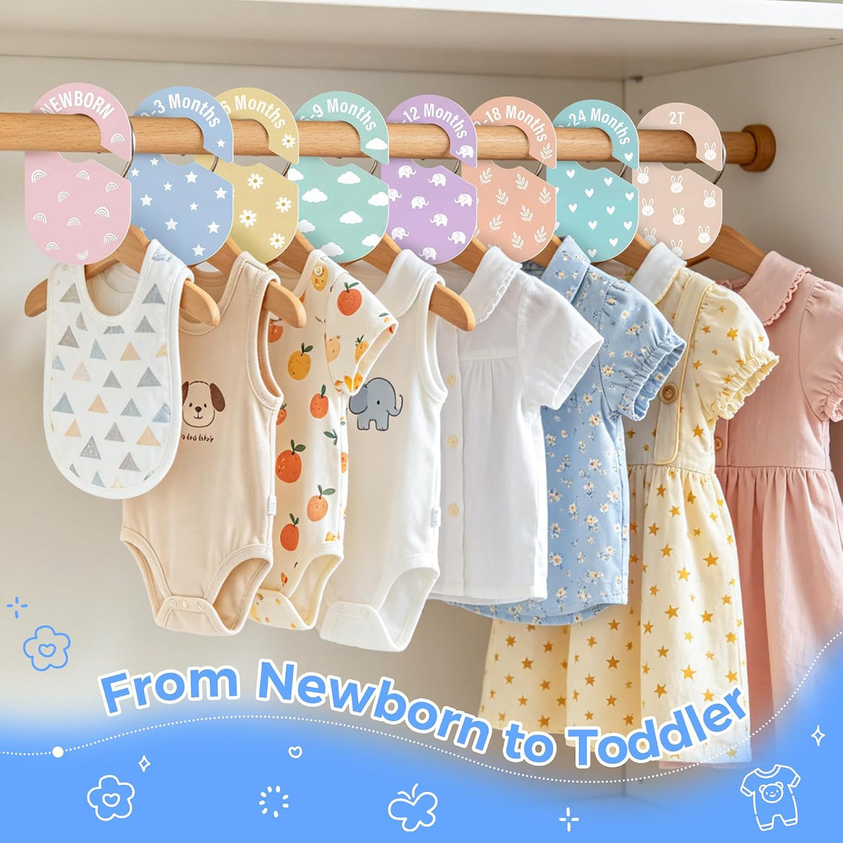 Baby Closet Dividers, 8 Pcs Double-Sided Nursery Clothes Organizer