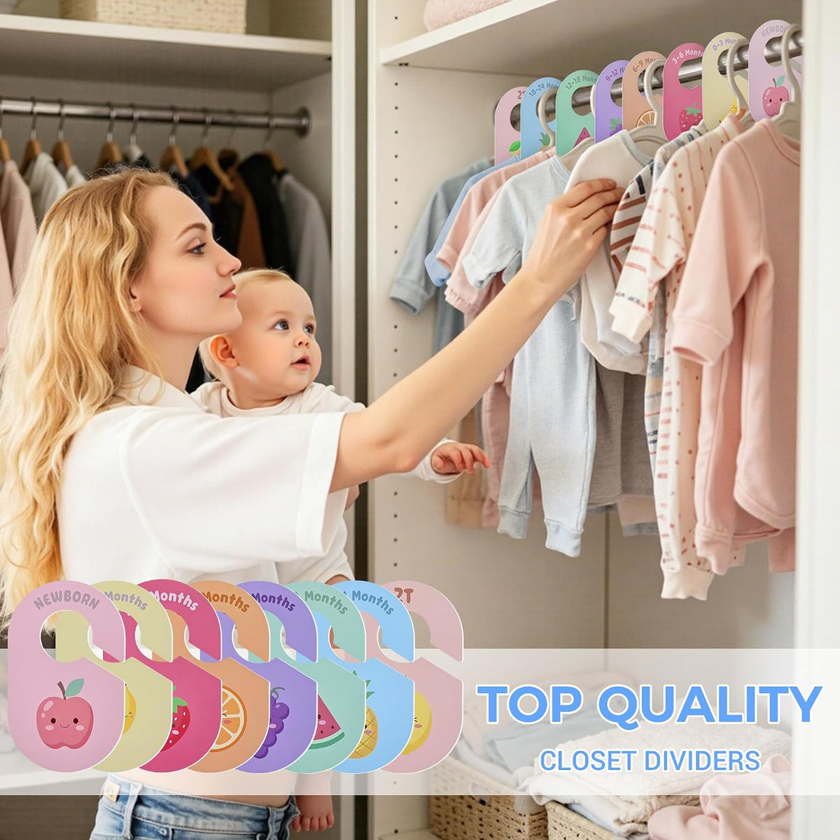 Baby Closet Dividers, 8 Pcs Double-Sided Nursery Clothes Organizer