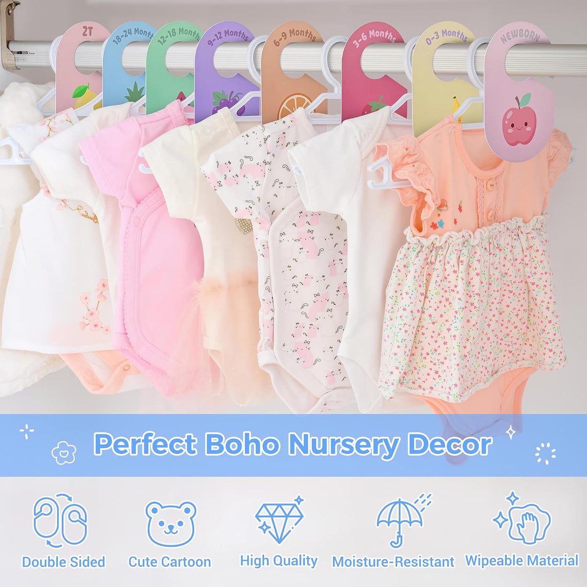 Baby Closet Dividers, 8 Pcs Double-Sided Nursery Clothes Organizer