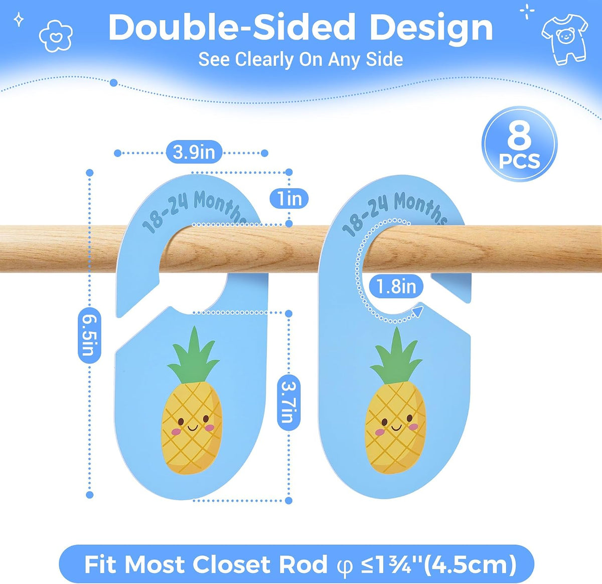 Baby Closet Dividers, 8 Pcs Double-Sided Nursery Clothes Organizer