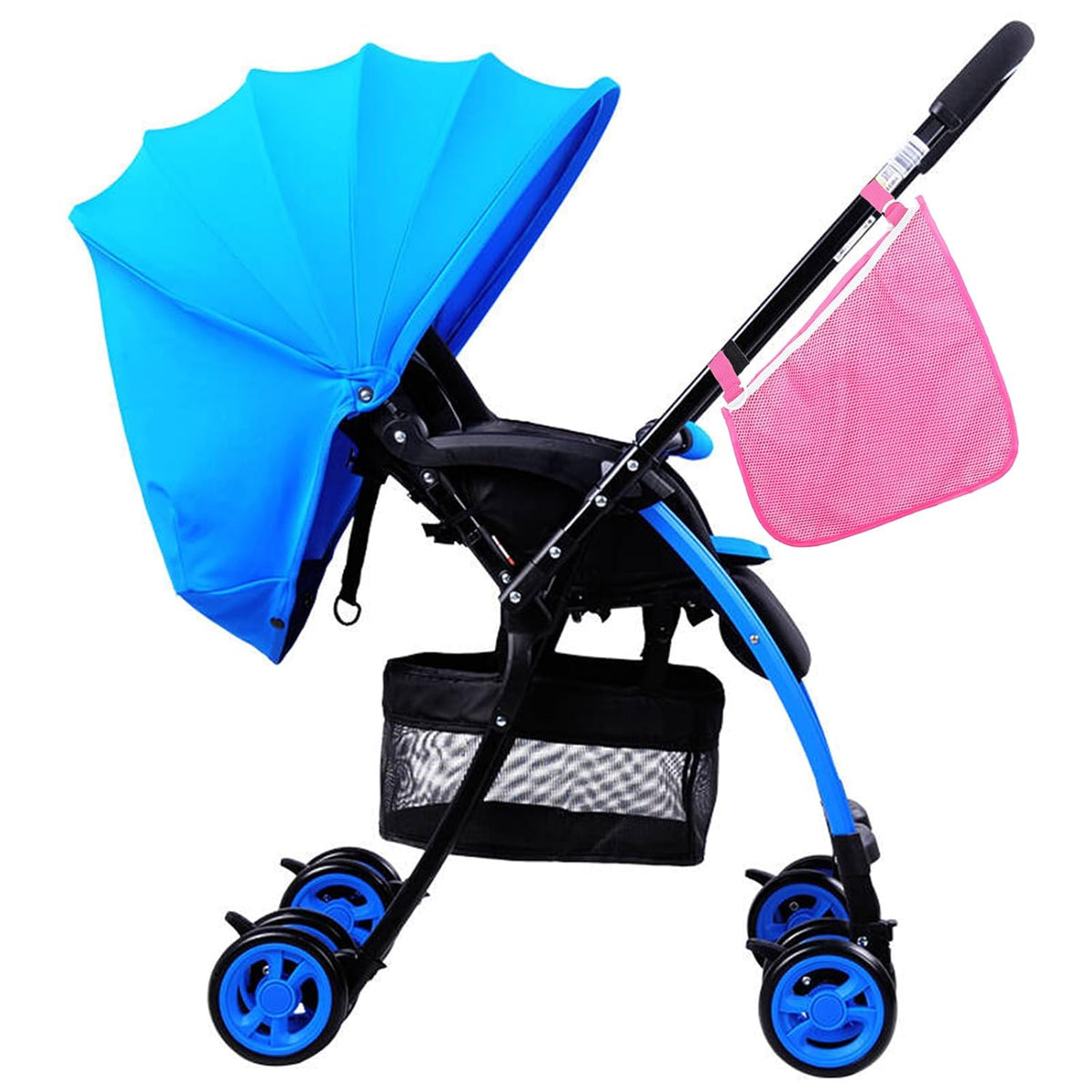 2 Pack Universal Side Sling Stroller Mesh Cargo Net and Organizer, Extra Stroller Storage Space, Non-Slip and Adjustable Straps