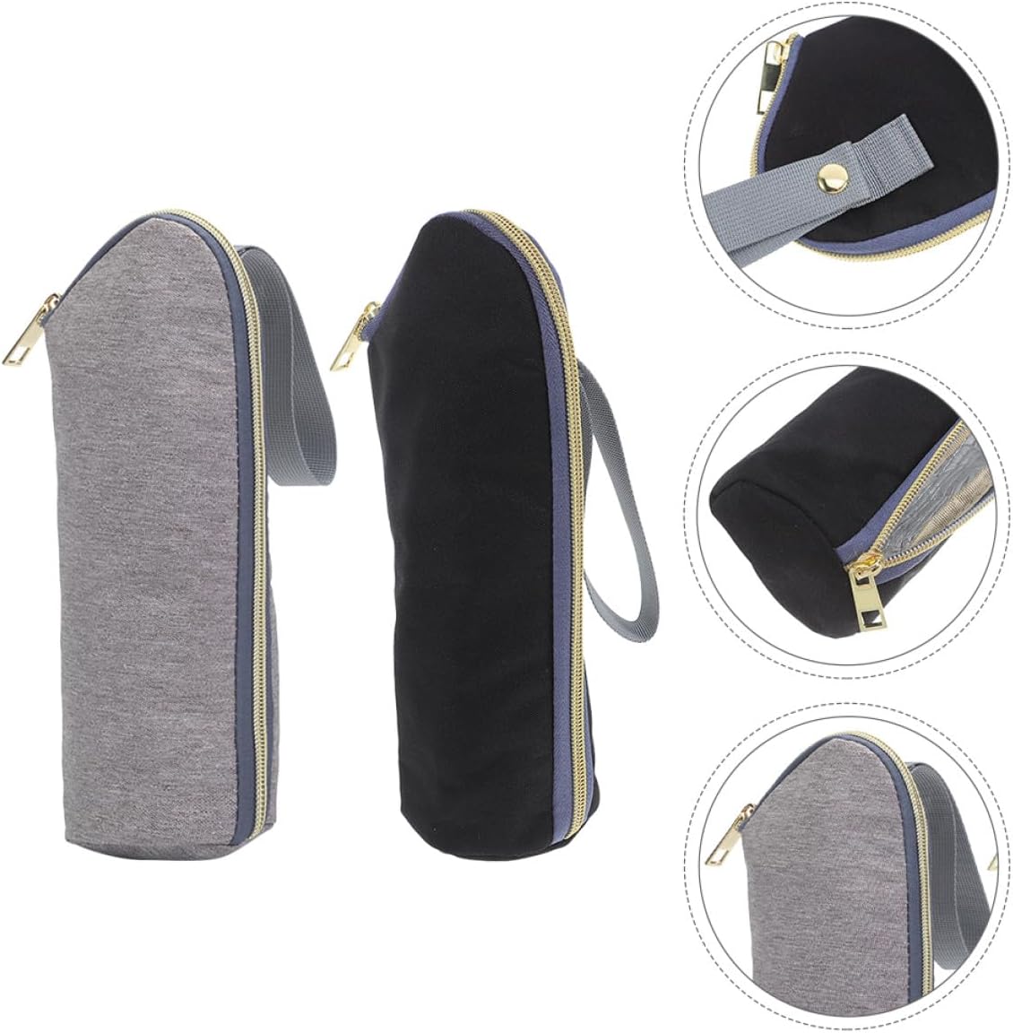 2pcs Insulated Bottle Cooler Bags Portable Nursing Bottle Warmer Carrier Tote for Travel and Daycare Water-resistant Sleeve with Stroller Hook Black and Gray Random Color