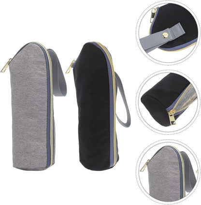 2pcs Insulated Bottle Cooler Bags Portable Nursing Bottle Warmer Carrier Tote for Travel and Daycare Water-resistant Sleeve with Stroller Hook Black and Gray Random Color