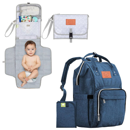 Portable Diaper Changing Pad and Diaper Bag Backpack - Waterproof Foldable Baby Changing Mat - Waterproof Multi Function Baby Travel Bags - Diaper Changing Station - ravel Diaper Change Pad
