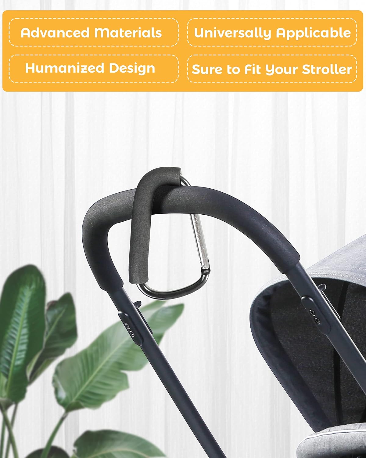 Stroller Hooks, 6.3" Large Stroller Clip, Stroller Hooks for Hanging Bags and Shopping, Stroller Accessories for Mommy, Large Carabiner