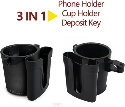 Bike Cup Holder & Phone Mount, 3‑in‑1 Universal Drink Bottle Mount