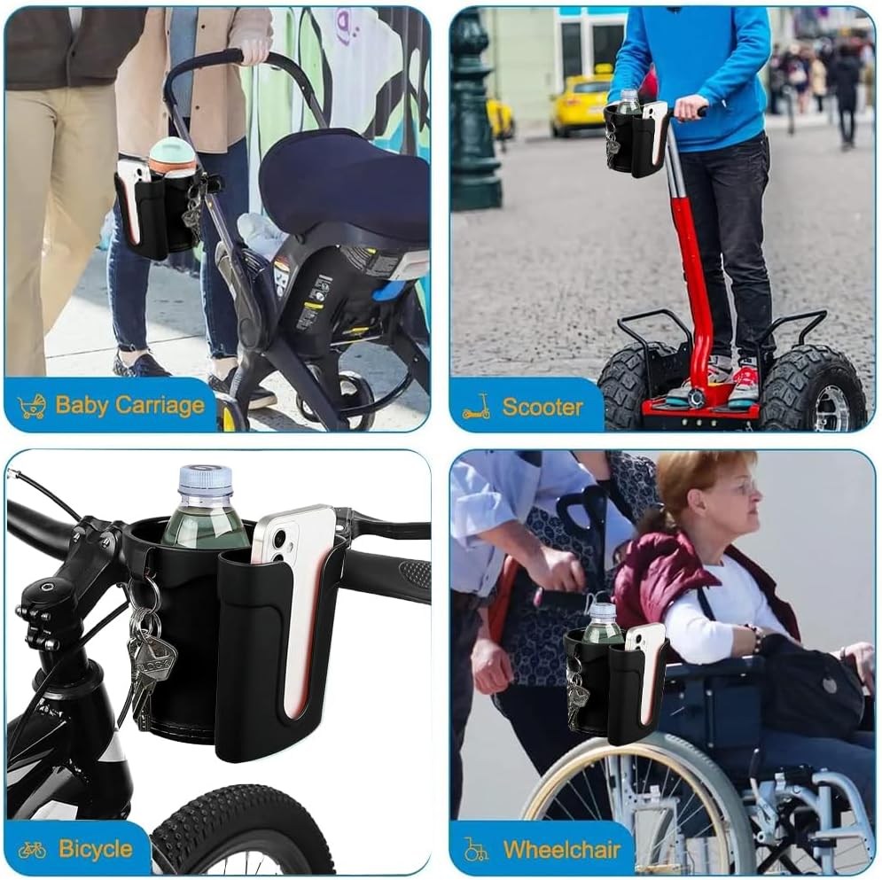 Bike Cup Holder & Phone Mount, 3‑in‑1 Universal Drink Bottle Mount
