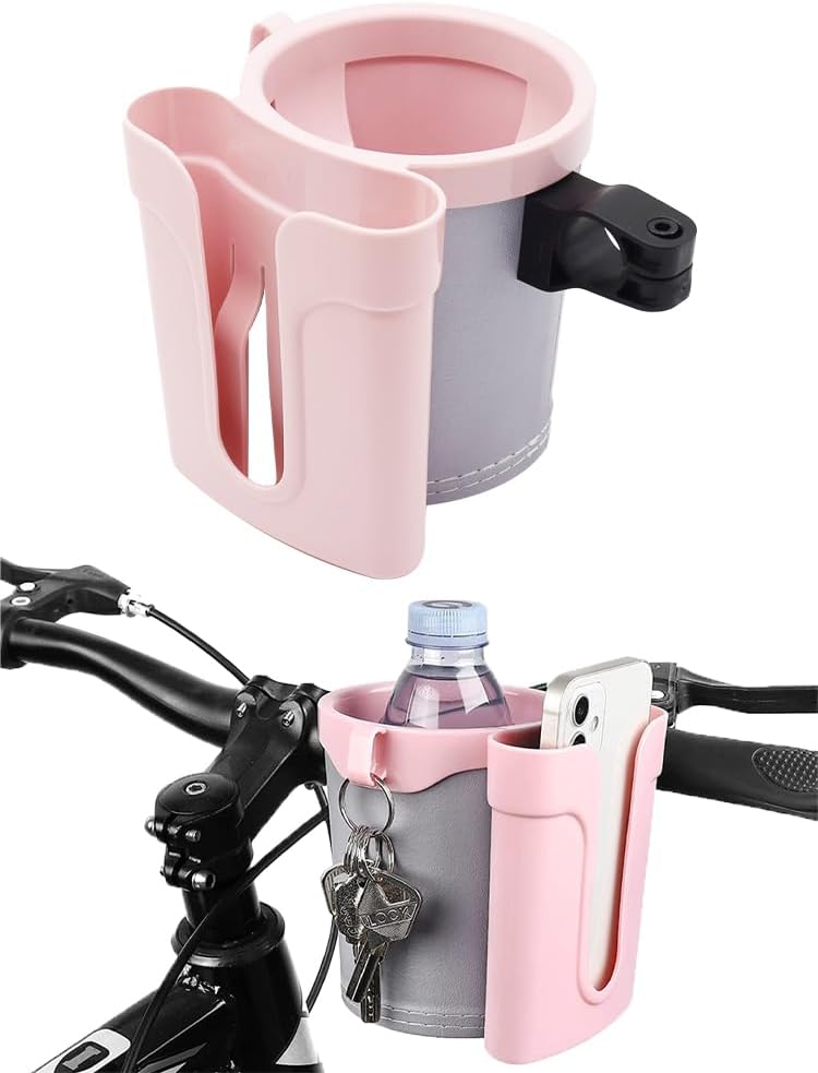 Bike Cup Holder & Phone Mount, 3‑in‑1 Universal Drink Bottle Mount