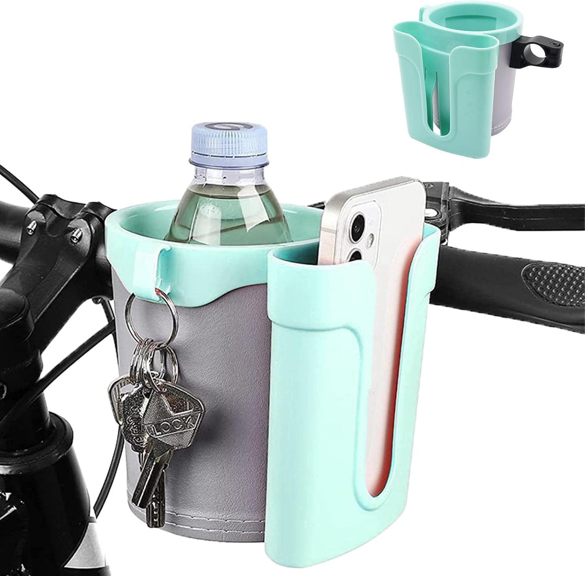 Bike Cup Holder & Phone Mount, 3‑in‑1 Universal Drink Bottle Mount