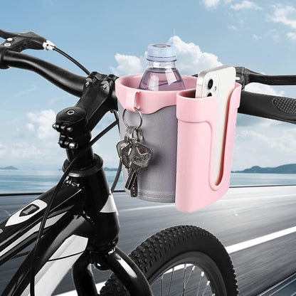 Bike Cup Holder & Phone Mount, 3‑in‑1 Universal Drink Bottle Mount