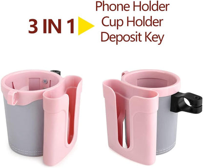 Bike Cup Holder & Phone Mount, 3‑in‑1 Universal Drink Bottle Mount
