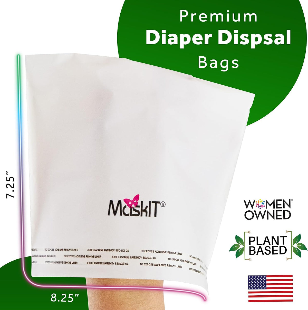 Diaper Disposal Bags | Eliminate Odor With Our Patented Odor Blocking Diaper Disposal Bags | Fits All Baby Diapers and Most Adult Diaper Sizes | Plant-Based, Made in the USA, Woman Owned
