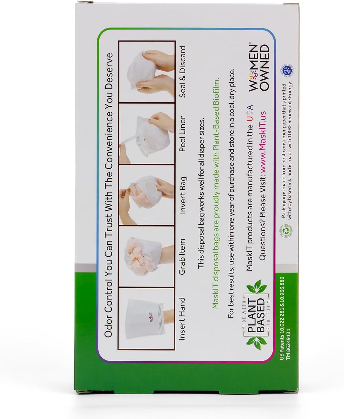 Diaper Disposal Bags | Eliminate Odor With Our Patented Odor Blocking Diaper Disposal Bags | Fits All Baby Diapers and Most Adult Diaper Sizes | Plant-Based, Made in the USA, Woman Owned
