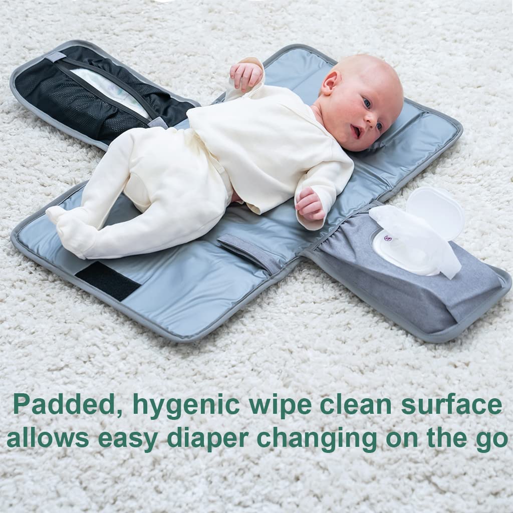 Portable Diaper Changing Pad - One-Hand Design - Grey Arrows