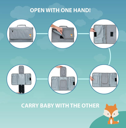 Portable Diaper Changing Pad - One-Hand Design - Grey Arrows