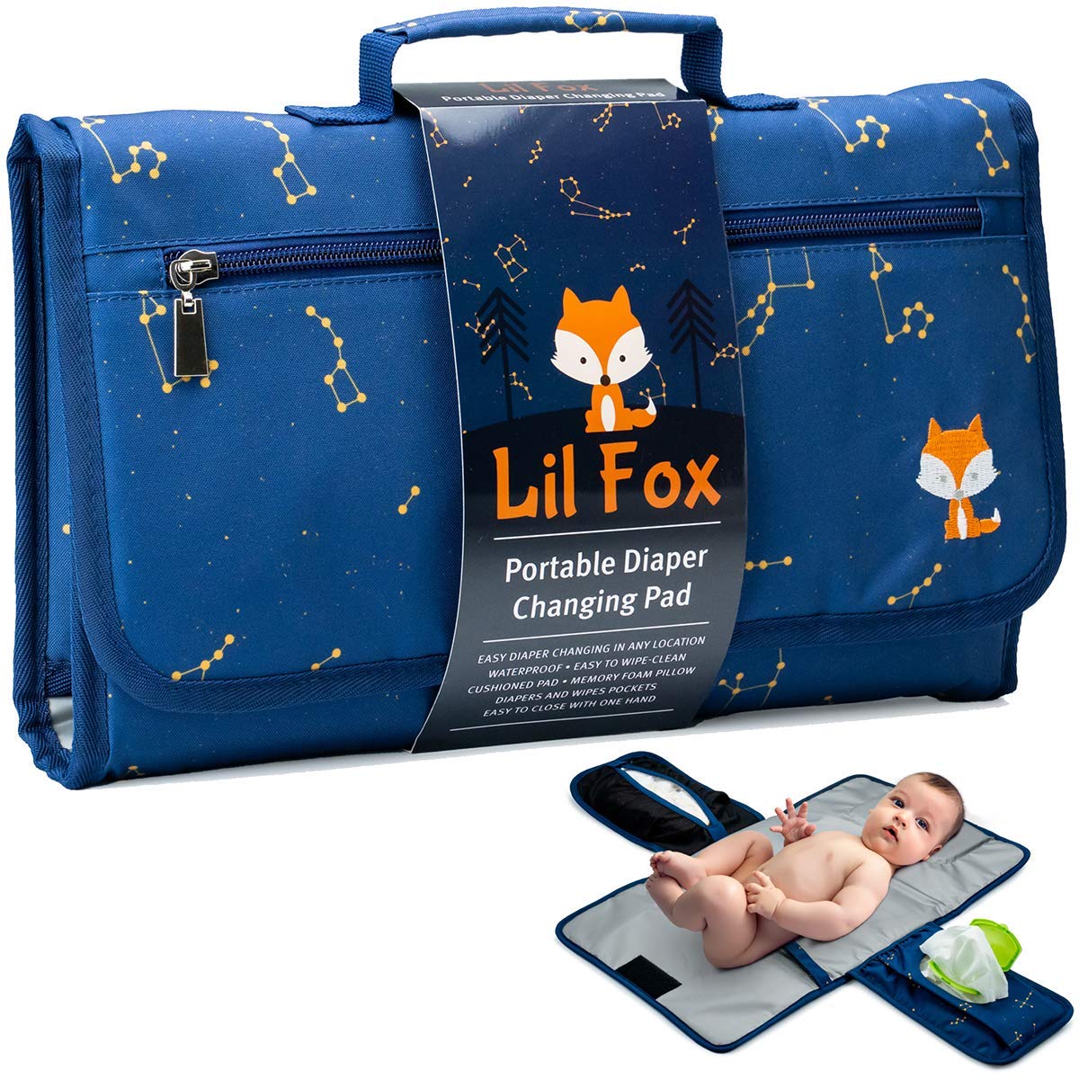 Portable Diaper Changing Pad - One-Hand Design - Grey Arrows