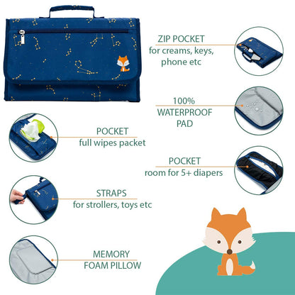 Portable Diaper Changing Pad - One-Hand Design - Grey Arrows