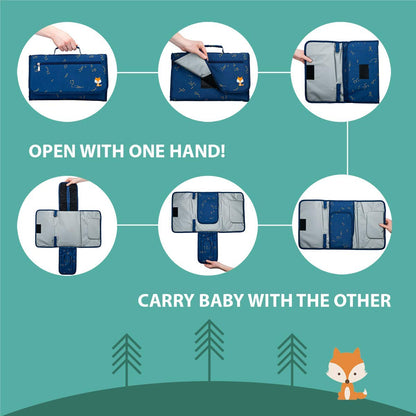 Portable Diaper Changing Pad - One-Hand Design - Grey Arrows