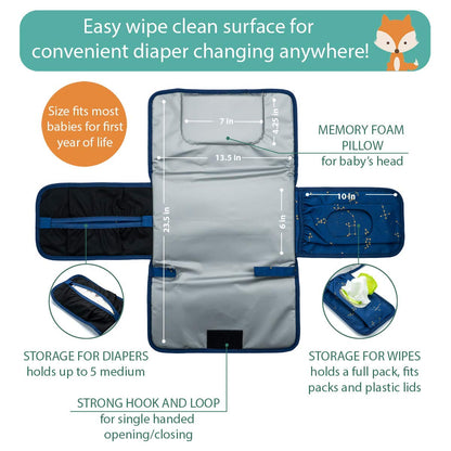 Portable Diaper Changing Pad - One-Hand Design - Grey Arrows