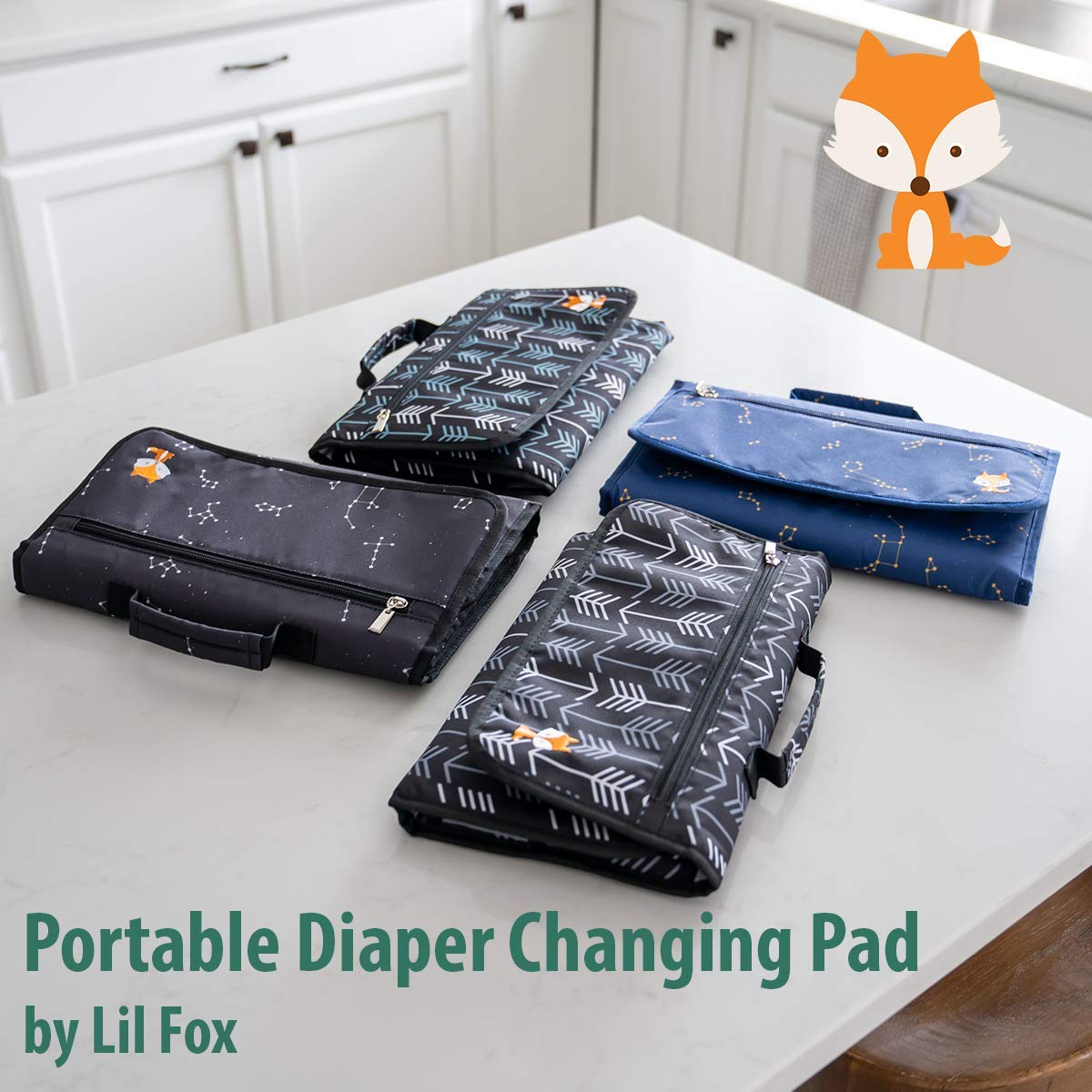 Portable Diaper Changing Pad - One-Hand Design - Grey Arrows