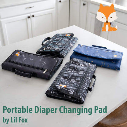 Portable Diaper Changing Pad - One-Hand Design - Grey Arrows