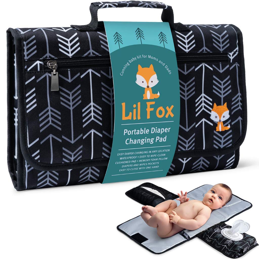Portable Diaper Changing Pad - One-Hand Design - Grey Arrows
