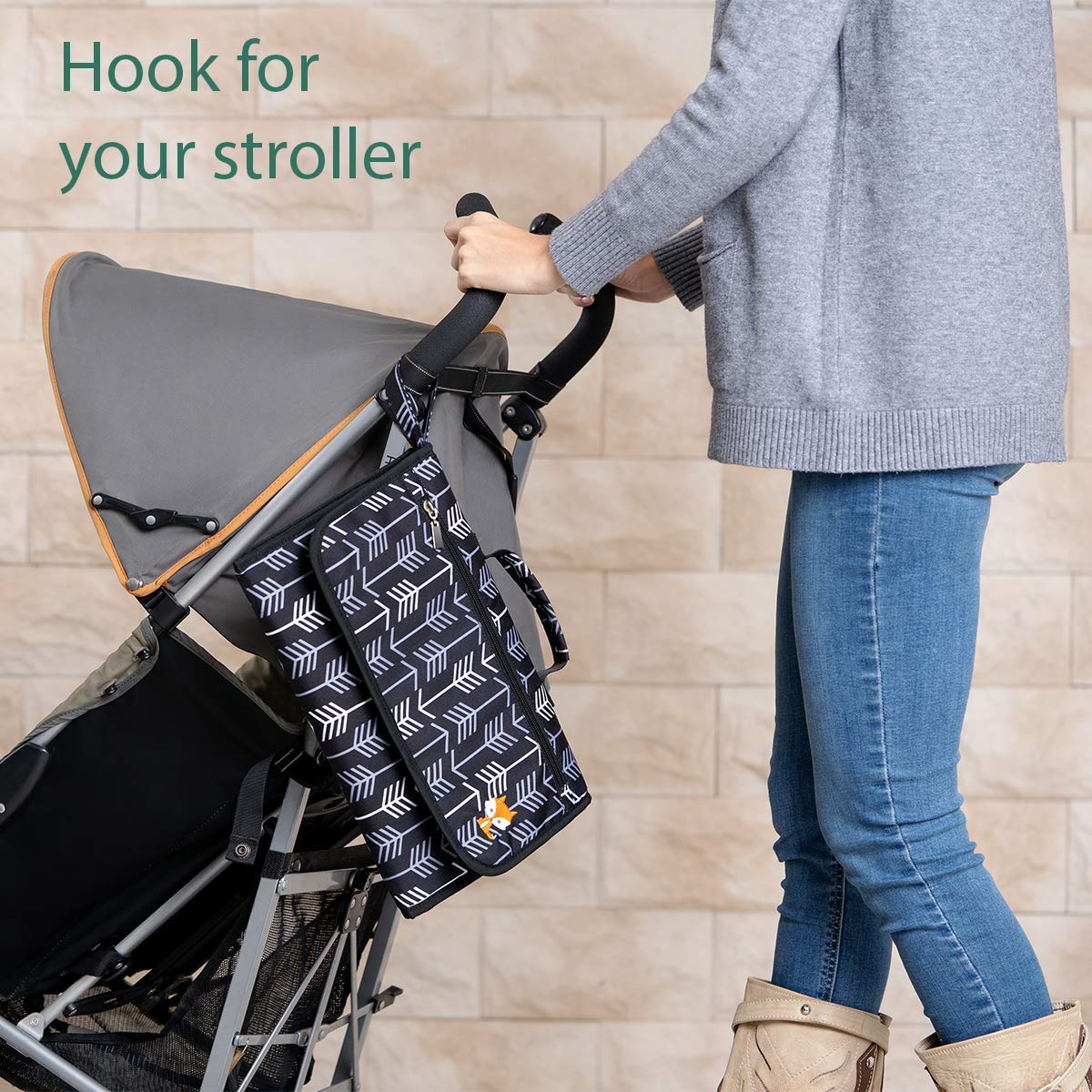 Portable Diaper Changing Pad - One-Hand Design - Grey Arrows