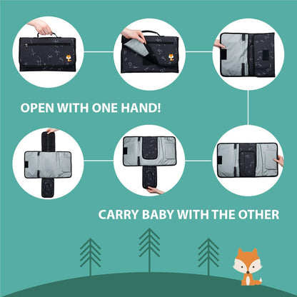 Portable Diaper Changing Pad - One-Hand Design - Grey Arrows