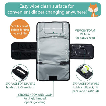 Portable Diaper Changing Pad - One-Hand Design - Grey Arrows