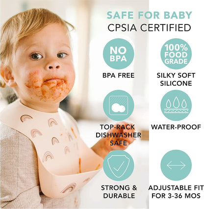 Soft, Waterproof Silicone Feeding Bib for Babies and Toddlers