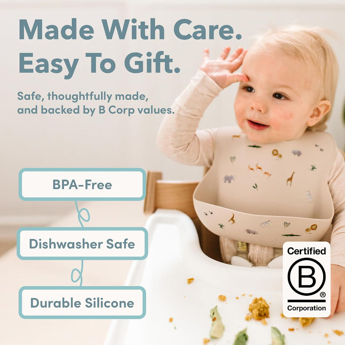 Soft, Waterproof Silicone Feeding Bib for Babies and Toddlers