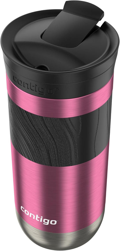 Byron 2.0 Stainless Steel Travel Mug with Snapseal Lid and Grip 20oz, Blueberry, Great for hot and cold beverages