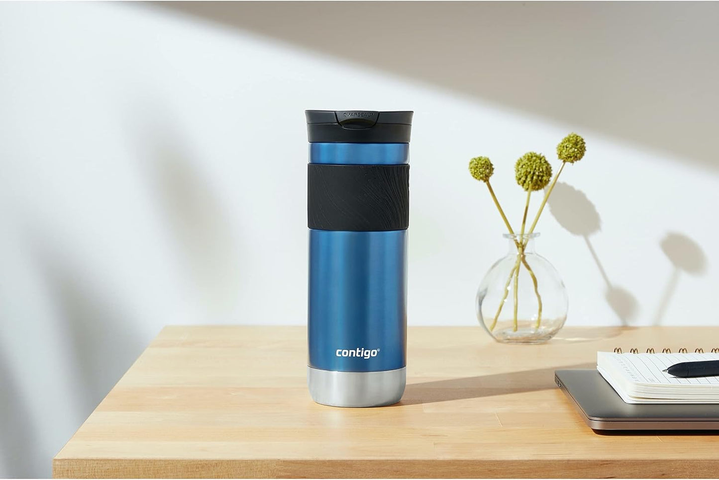 Byron 2.0 Stainless Steel Travel Mug with Snapseal Lid and Grip 20oz, Blueberry, Great for hot and cold beverages
