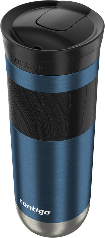 Byron 2.0 Stainless Steel Travel Mug with Snapseal Lid and Grip 20oz, Blueberry, Great for hot and cold beverages